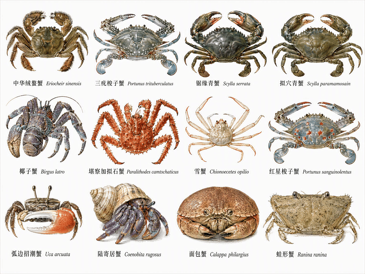 螃蟹图鉴第一批12种